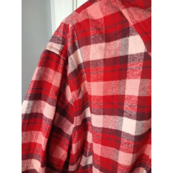 Aerie Woman XL  Oversized Red Flannel Plaid Button Down Shirt  LS Outdoor Casual - Picture 4 of 10